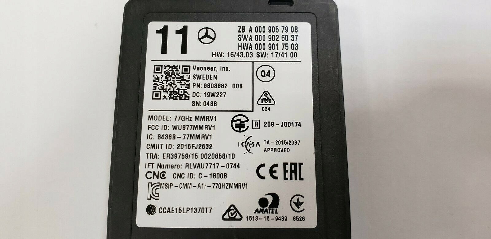 A0009057908 CZUJNIK RADAR MERCEDES SENSOR W213 W238 W222 W217
